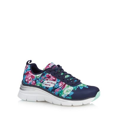 Skechers Navy floral print 'Fashion Fit' trainers